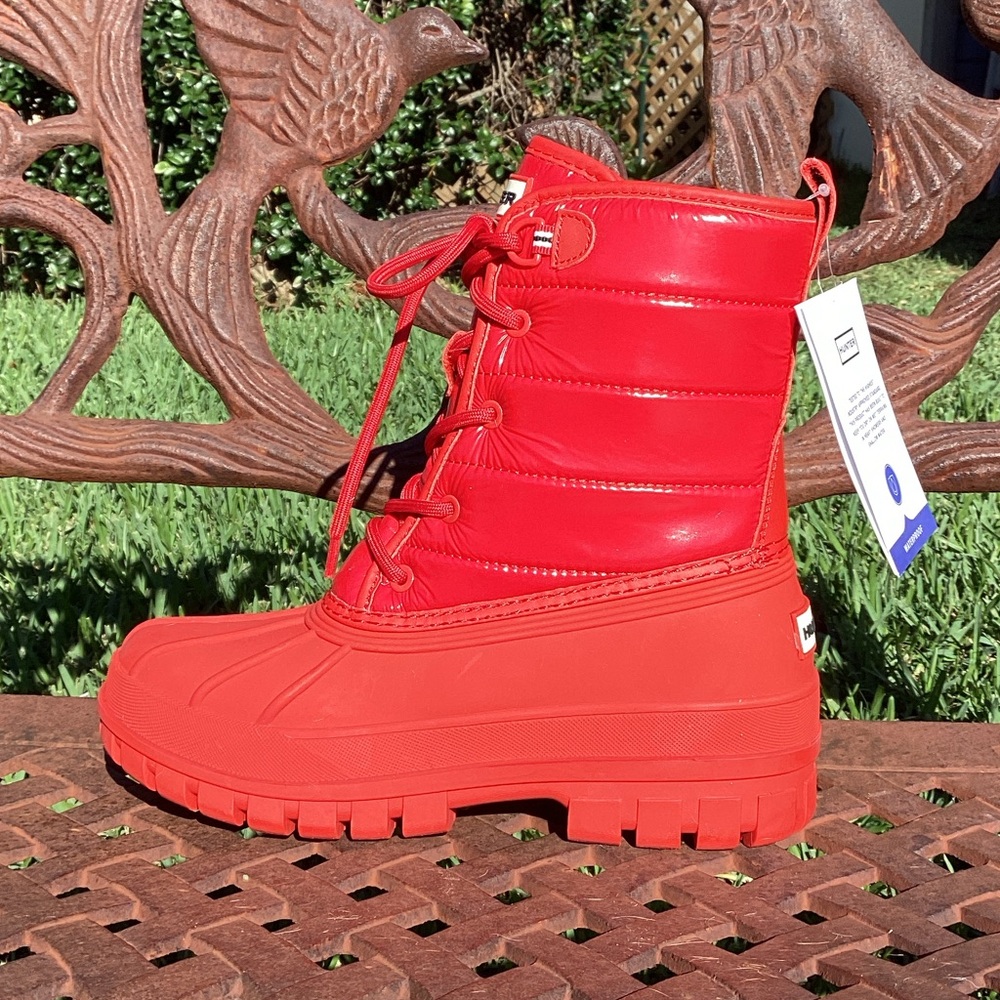 Hunter Stanly Insulated Waterproof Duck Boots Flashy Red Size 8 - Picture 2 of 6